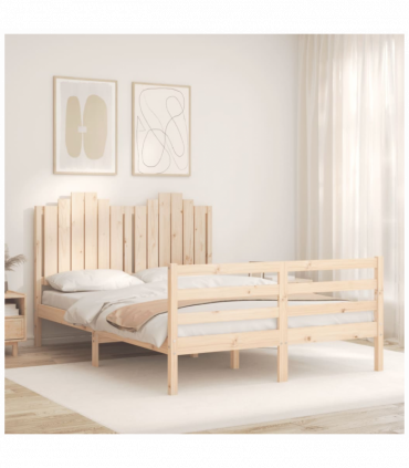 vidaXL Bed Frame with Headboard 140x190 cm Solid Wood