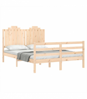 vidaXL Bed Frame with Headboard 140x190 cm Solid Wood