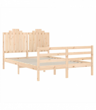 vidaXL Bed Frame with Headboard 140x190 cm Solid Wood