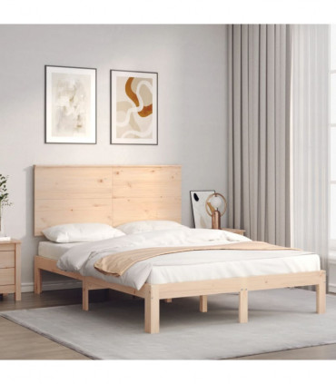 vidaXL Bed Frame with Headboard 140x190 cm Solid Wood