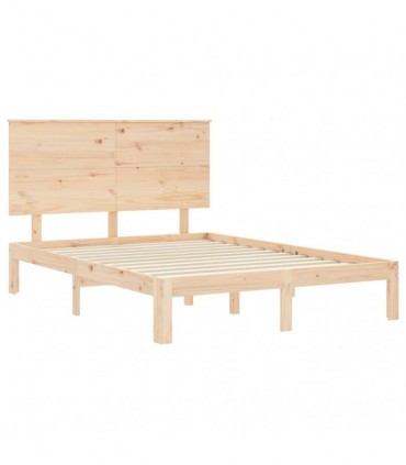 vidaXL Bed Frame with Headboard 140x190 cm Solid Wood