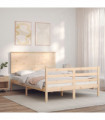 vidaXL Bed Frame with Headboard 140x190 cm Solid Wood