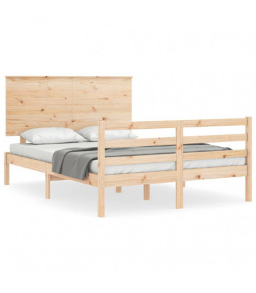 vidaXL Bed Frame with Headboard 140x190 cm Solid Wood