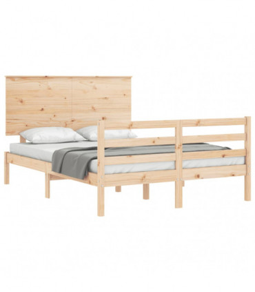 vidaXL Bed Frame with Headboard 140x190 cm Solid Wood