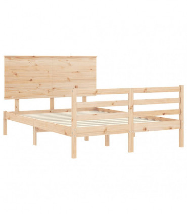 vidaXL Bed Frame with Headboard 140x190 cm Solid Wood
