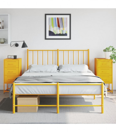 vidaXL Bedside Cabinets 2 pcs Mustard Yellow 36x39x78 cm Steel