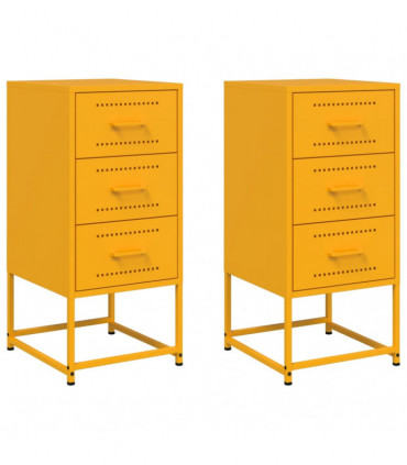 vidaXL Bedside Cabinets 2 pcs Mustard Yellow 36x39x78 cm Steel