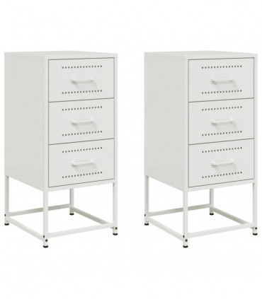vidaXL Bedside Cabinets 2 pcs White 36x39x78 cm Steel