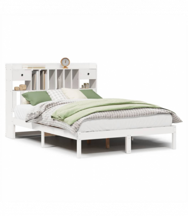 vidaXL Bookcase Bed without Mattress White 140x190 cm Solid Wood Pine