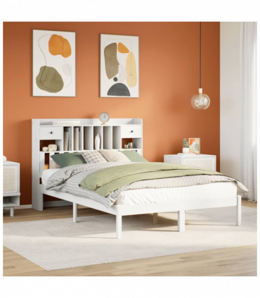 vidaXL Bookcase Bed without Mattress White 140x200 cm Solid Wood Pine