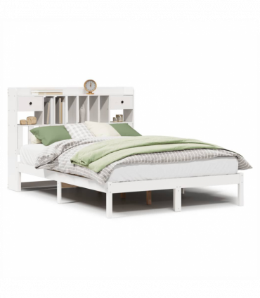 vidaXL Bookcase Bed without Mattress White 140x200 cm Solid Wood Pine