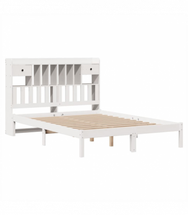 vidaXL Bookcase Bed without Mattress White 140x200 cm Solid Wood Pine