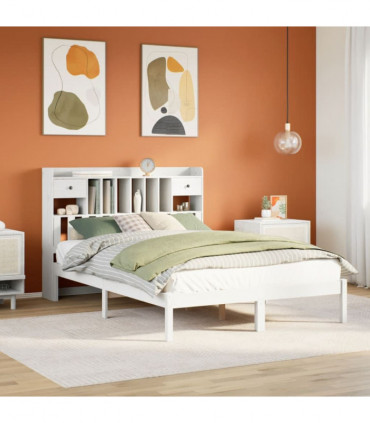 vidaXL Bookcase Bed without Mattress White 160x200 cm Solid Wood Pine