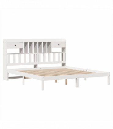 vidaXL Bookcase Bed without Mattress White 180x200 cm Super King Solid Wood Pine