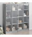vidaXL Bookcase with Doors Grey Sonoma 136x37x142 cm Engineered Wood
