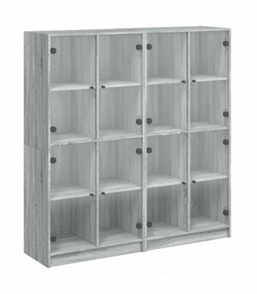 vidaXL Bookcase with Doors Grey Sonoma 136x37x142 cm Engineered Wood