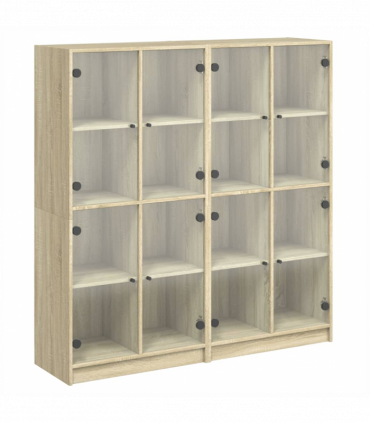 vidaXL Bookcase with Doors Sonoma Oak 136x37x142 cm Engineered Wood