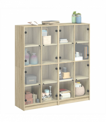 vidaXL Bookcase with Doors Sonoma Oak 136x37x142 cm Engineered Wood