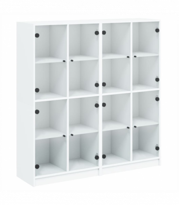 vidaXL Bookcase with Doors White 136x37x142 cm Engineered Wood