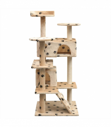 vidaXL Cat Tree with Sisal Scratching Posts 125 cm Paw Prints Beige