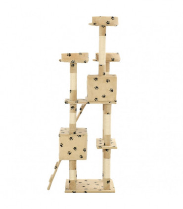 vidaXL Cat Tree with Sisal Scratching Posts 170 cm Paw Prints Beige