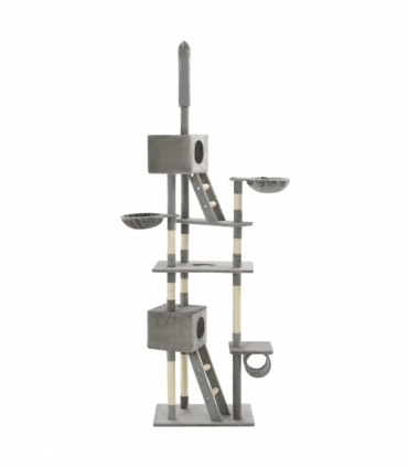 vidaXL Cat Tree with Sisal Scratching Posts 230-260 cm Grey