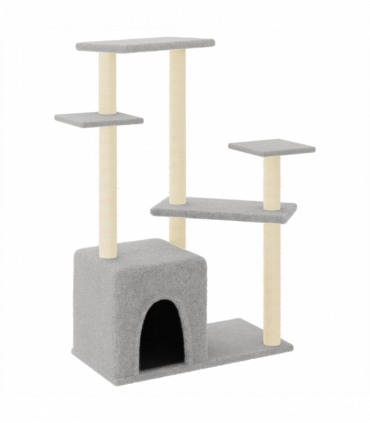 vidaXL Cat Tree with Sisal Scratching Posts Light Grey 107.5 cm