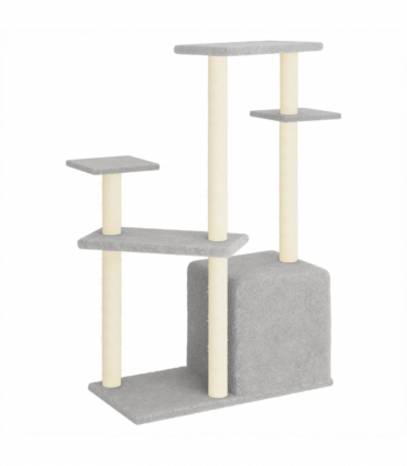 vidaXL Cat Tree with Sisal Scratching Posts Light Grey 107.5 cm