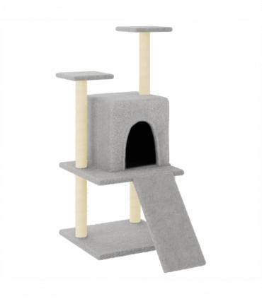 vidaXL Cat Tree with Sisal Scratching Posts Light Grey 110 cm