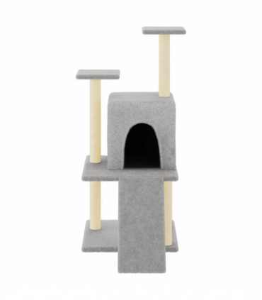 vidaXL Cat Tree with Sisal Scratching Posts Light Grey 110 cm