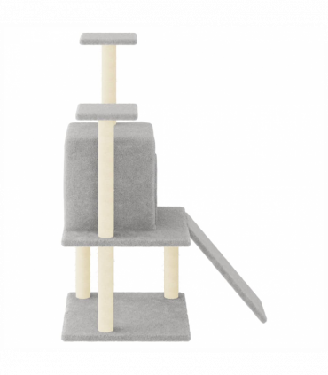 vidaXL Cat Tree with Sisal Scratching Posts Light Grey 110 cm