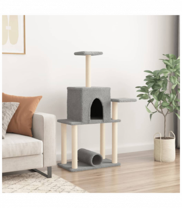 vidaXL Cat Tree with Sisal Scratching Posts Light Grey 122 cm