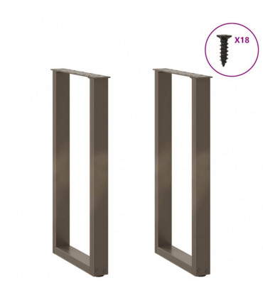 vidaXL Coffee Table Legs U-Shaped 2 pcs Natural Steel 28x(72-73) cm Steel