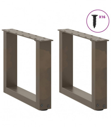 vidaXL Coffee Table Legs U-Shaped 2 pcs Natural Steel 30x(30-31) cm Steel
