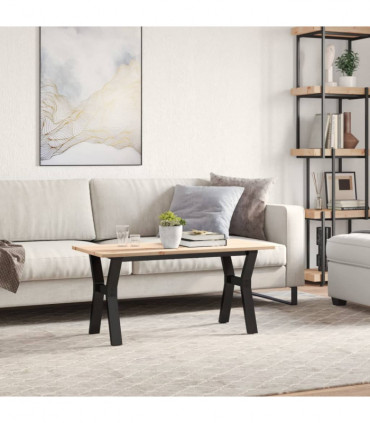 vidaXL Coffee Table Y-Frame 100x50x45 cm Solid Wood Pine and Cast Iron