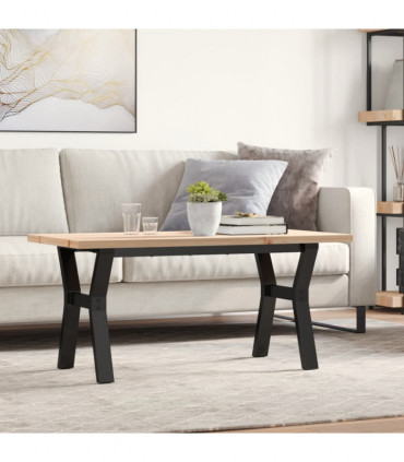 vidaXL Coffee Table Y-Frame 100x50x45.5 cm Solid Wood Pine and Cast Iron