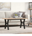vidaXL Coffee Table Y-Frame 100x50x45.5 cm Solid Wood Pine and Cast Iron