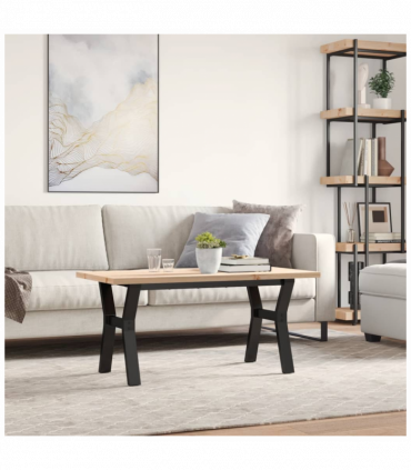 vidaXL Coffee Table Y-Frame 100x50x45.5 cm Solid Wood Pine and Cast Iron