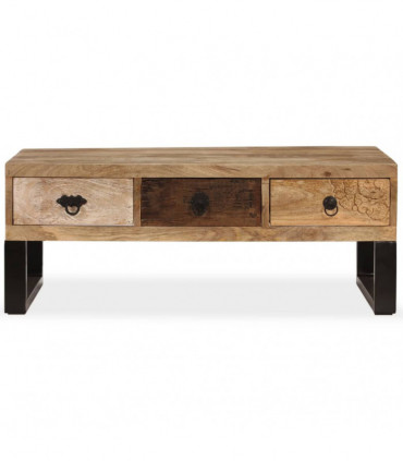 vidaXL Coffee Table with 3 Drawers Solid Mango Wood 90x50x35 cm