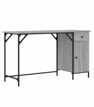 vidaXL Computer Desk Grey Sonoma 131x48x75 cm Engineered Wood