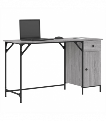 vidaXL Computer Desk Grey Sonoma 131x48x75 cm Engineered Wood