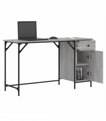 vidaXL Computer Desk Grey Sonoma 131x48x75 cm Engineered Wood