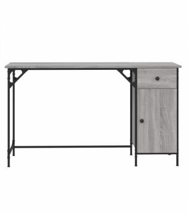 vidaXL Computer Desk Grey Sonoma 131x48x75 cm Engineered Wood