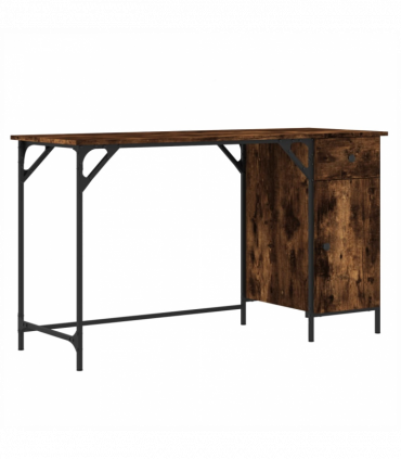 vidaXL Computer Desk Smoked Oak 131x48x75 cm Engineered Wood