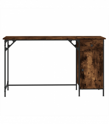 vidaXL Computer Desk Smoked Oak 131x48x75 cm Engineered Wood