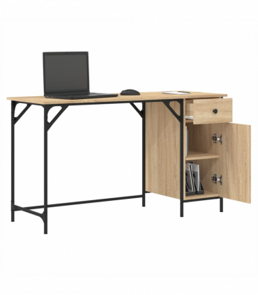 vidaXL Computer Desk Sonoma Oak 131x48x75 cm Engineered Wood