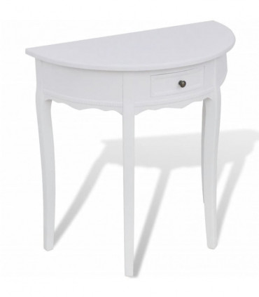vidaXL Console Table with Drawer Half-round White