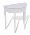vidaXL Console Table with Drawer Half-round White