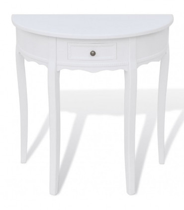 vidaXL Console Table with Drawer Half-round White