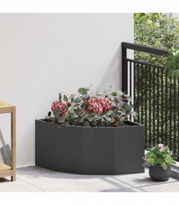 vidaXL Corner Planter Black 60 x 60 x 35 cm Steel